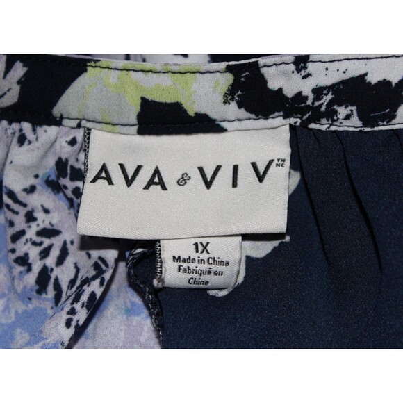 Ava & Viv Tunic Top Blouse Semi Sheer Multicolor Size 1X - Picture 7 of 7